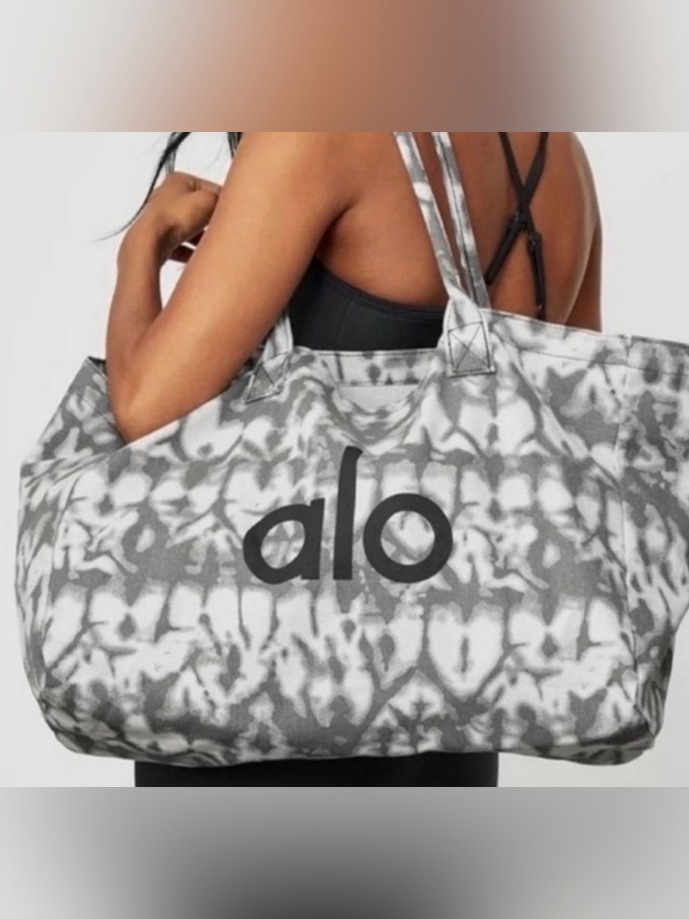 ALO Yoga Gray Tie-Dye Tote - Large Canvas Weekend Bag